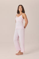 Gingerlilly Britt Bamboo Lace Cami Long PJ Set - Pink - Front alt