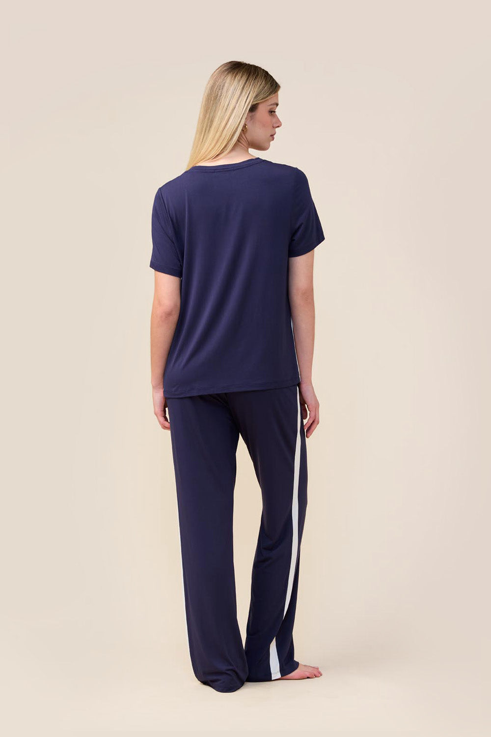 Gingerlilly Bronte Bamboo Tshirt with Stripe - Navy - Back