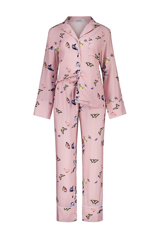 Catalina Pink Butterfly Viscose Set | Gingerlilly Sleepwear