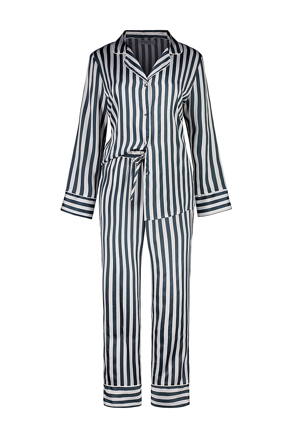 Imelda Green Stripe Satin Set | Gingerlilly Sleepwear