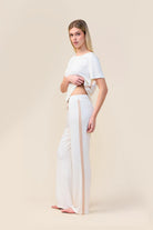 Gingerlilly Inez Bamboo Pant with Stripe - Ecru - Side