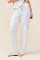 Gingerlilly Inez Bamboo Pant with Stripe - Ecru - Detail