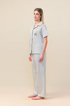 Gingerlilly Lisa Stripe Long Pant PJ Set - Ecru - Side