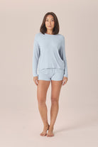 Gingerlilly Lombardy Rib Long Sleeve Top in Powder Blue