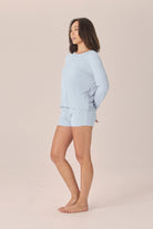 Gingerlilly Lombardy Rib Long Sleeve Top in Powder Blue