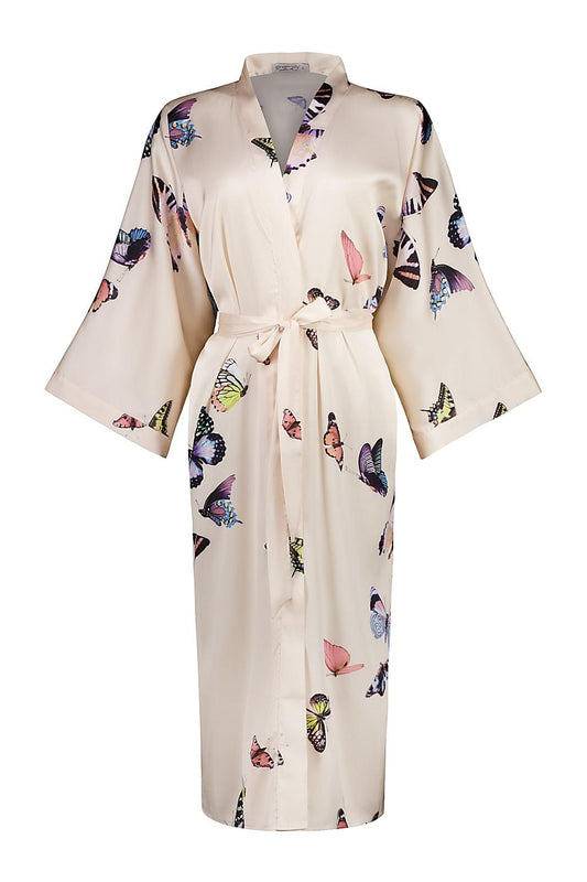 Nakita Butterfly Silky Satin Robe | Gingerlilly Sleepwear