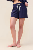 Gingerlilly Pippa Bamboo Shorts with Stripe - Navy - Detail