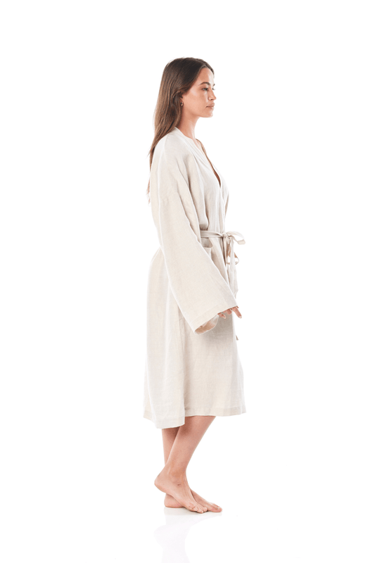 Sam Natural Linen Robe | Gingerlilly Sleepwear