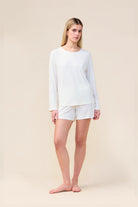 Gingerlilly Solene Long Sleeve Top with Stripe - Ecru - Front alt