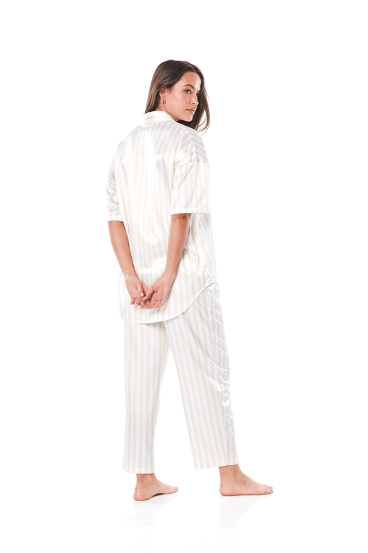 Ursula Ivory Cream Stripe PJ | Gingerlilly Sleepwear