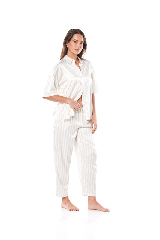 Ursula Ivory Cream Stripe PJ | Gingerlilly Sleepwear