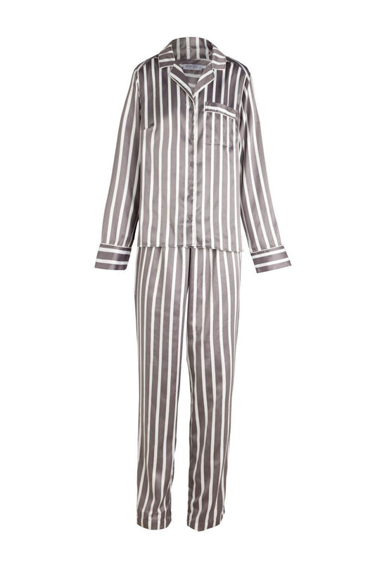 Lotus Grey Stripe Satin PJ | Gingerlilly Sleepwear