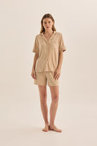 Gingerlilly Harper Natural Modal Short PJ Set - Front