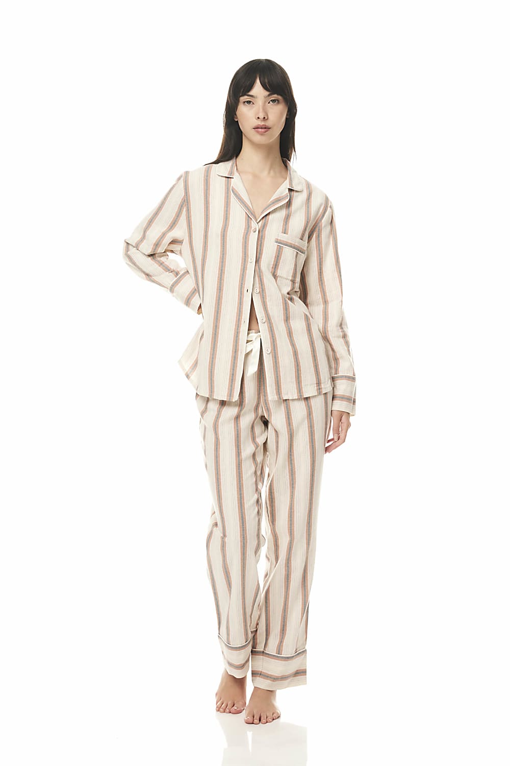 Iliana Tan Stripe Cotton PJ - Gingerlilly Sleepwear