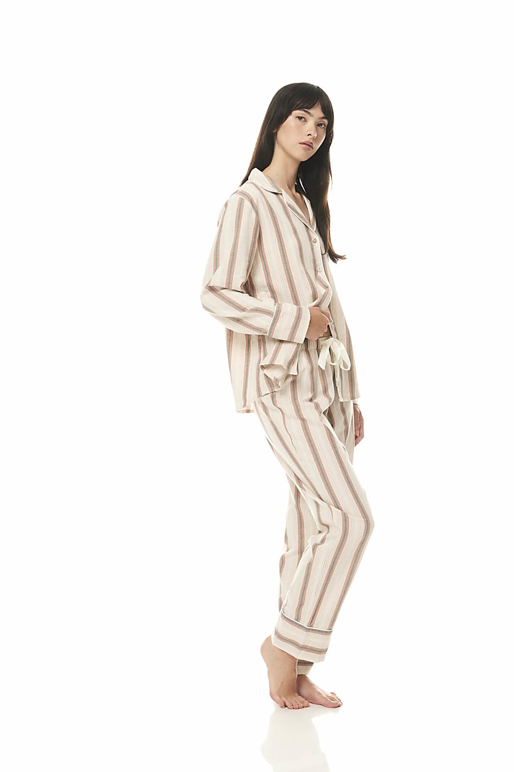 Iliana Tan Stripe Cotton PJ - Gingerlilly Sleepwear