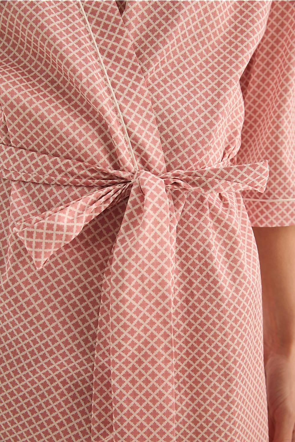 Indigo Pink Diamond Cotton Robe - Gingerlilly Sleepwear