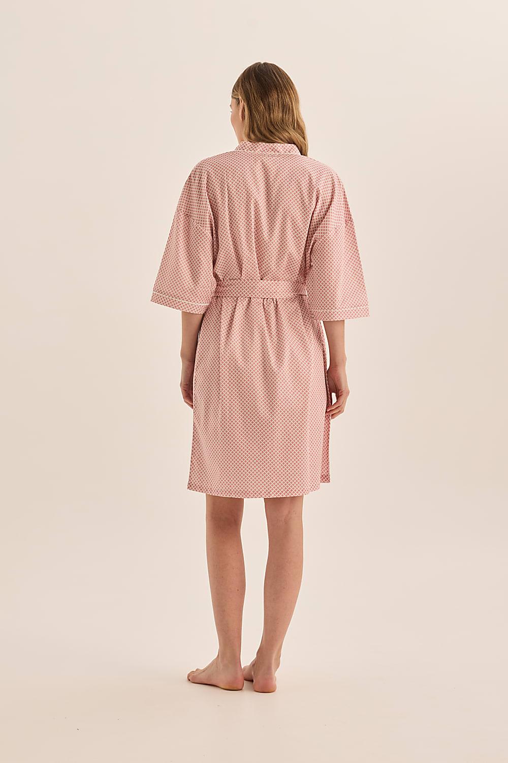 Indigo Pink Diamond Cotton Robe - Gingerlilly Sleepwear
