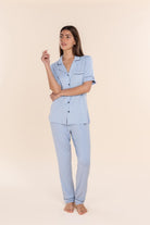 Gingerlilly Jenna Bamboo Long PJ Set - Blue - Front alt