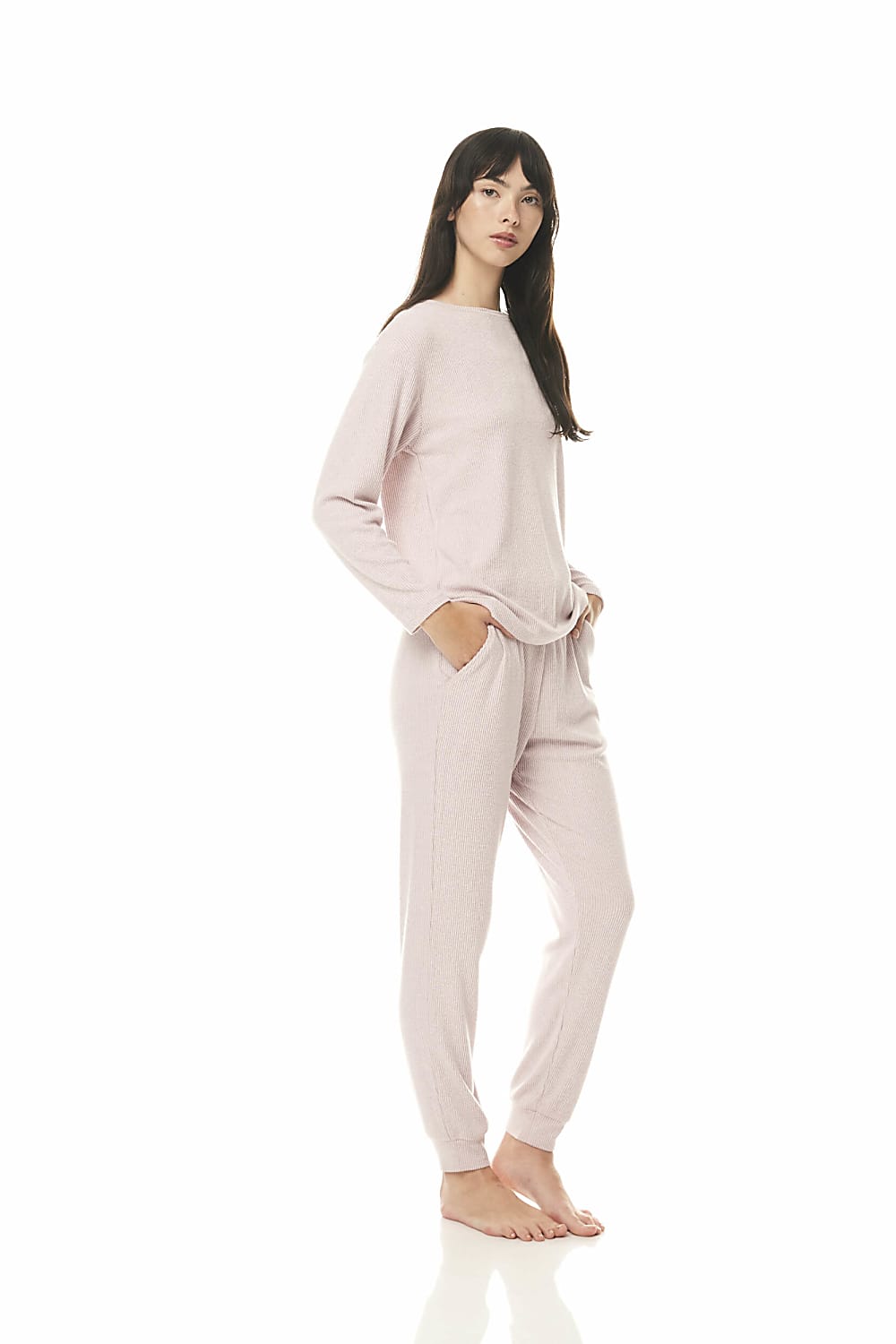 Kendall Pink Ribbed Pj Set - Gingerlilly Sleepwear