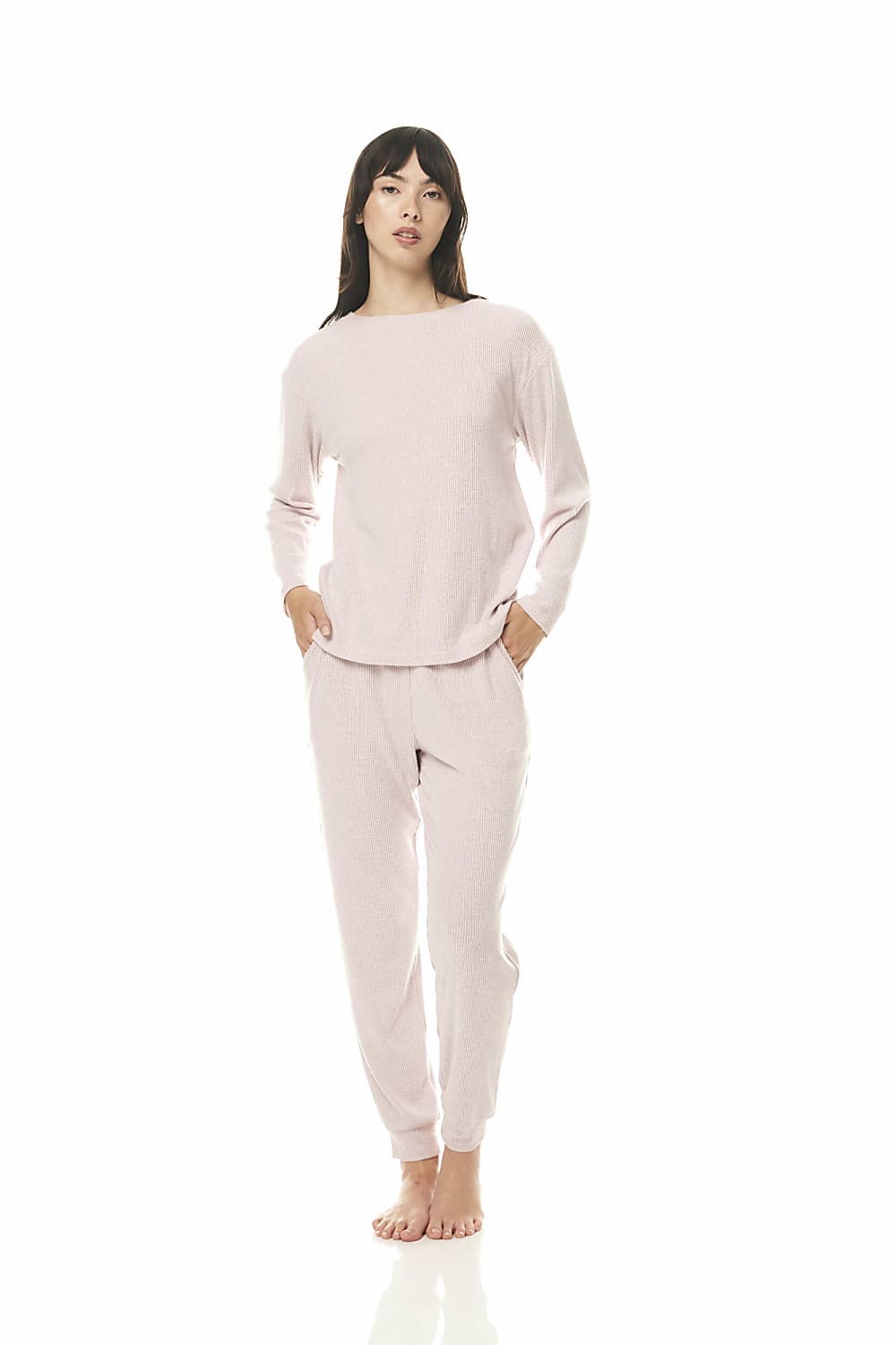 Kendall Pink Ribbed Pj Set - Gingerlilly Sleepwear