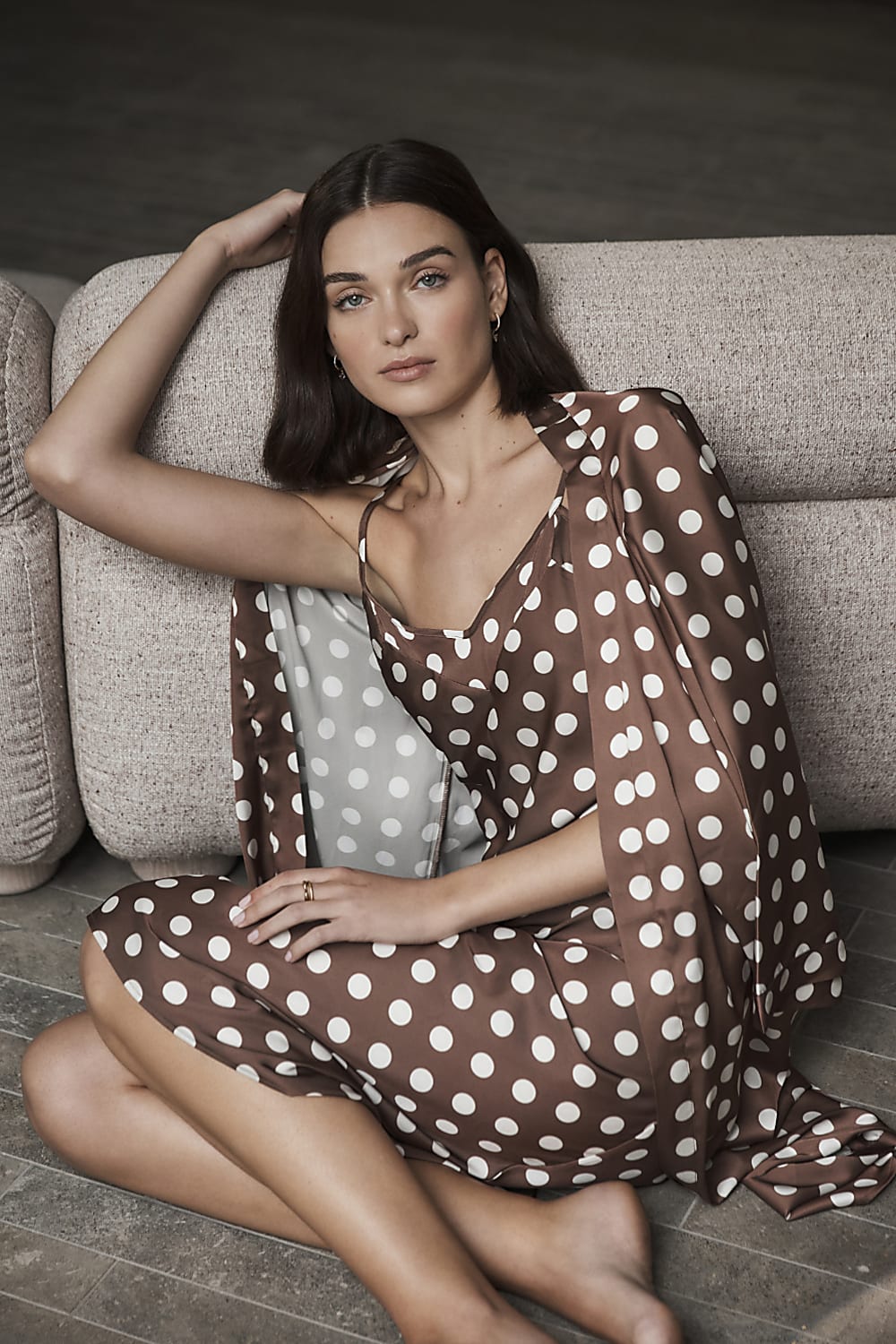 Lana Brown Spot Robe - Gingerlilly Sleepwear