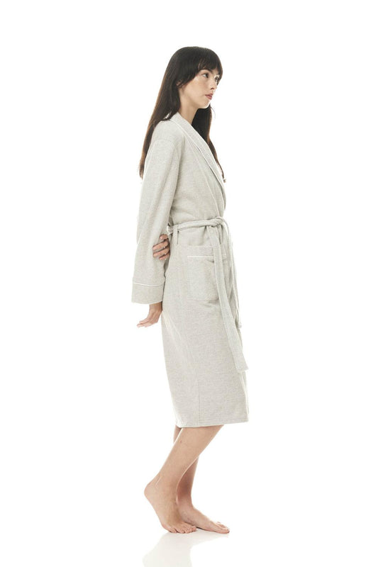 Lenore Grey Cotton Long Robe - Gingerlilly Sleepwear
