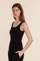 Liberty Ribbed Singlet Henley Top - Gingerlilly Sleepwear
