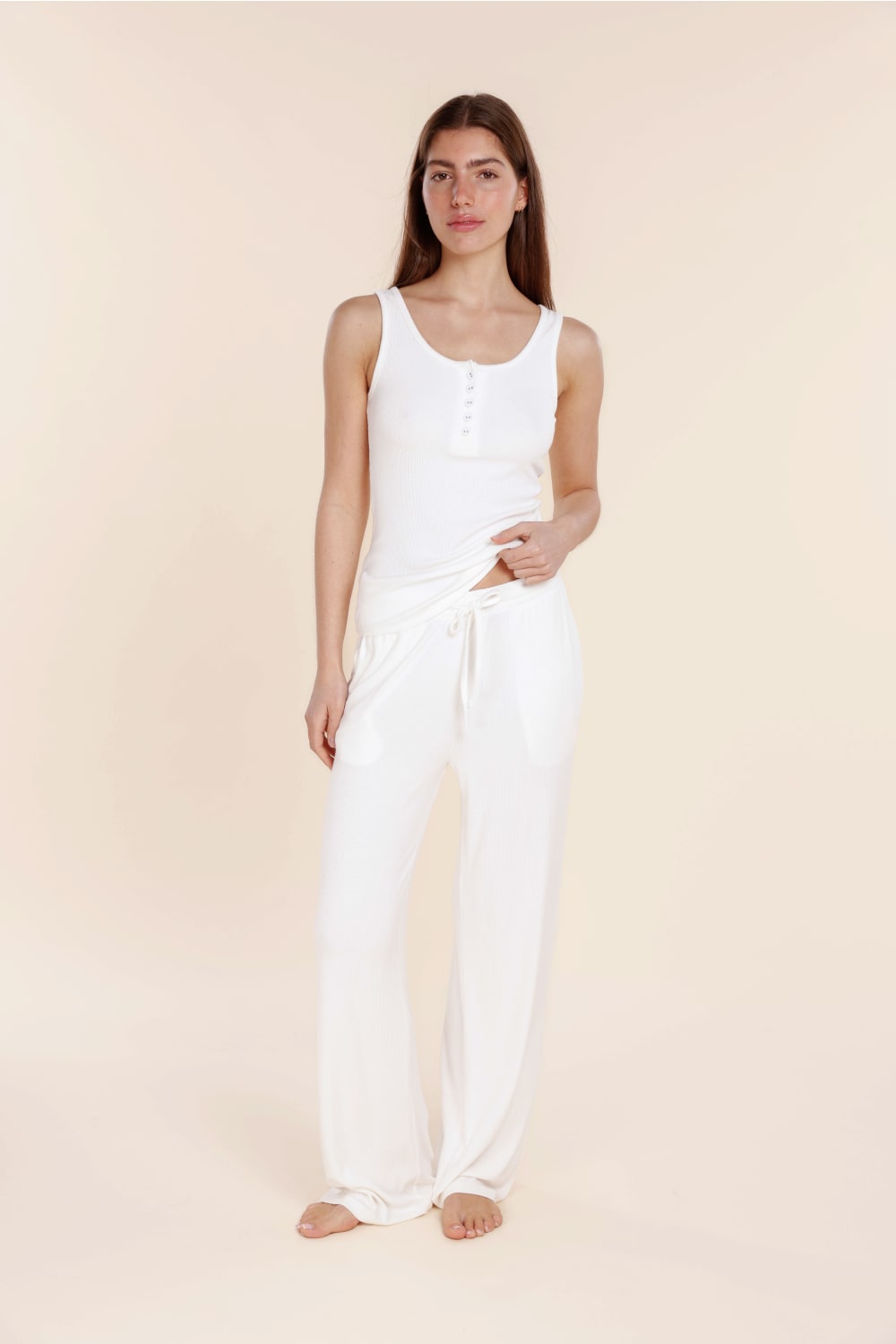 Liberty Ribbed Singlet Henley Top