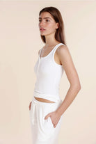 Gingerlilly Liberty Ribbed Singlet Henley Top - White - Side