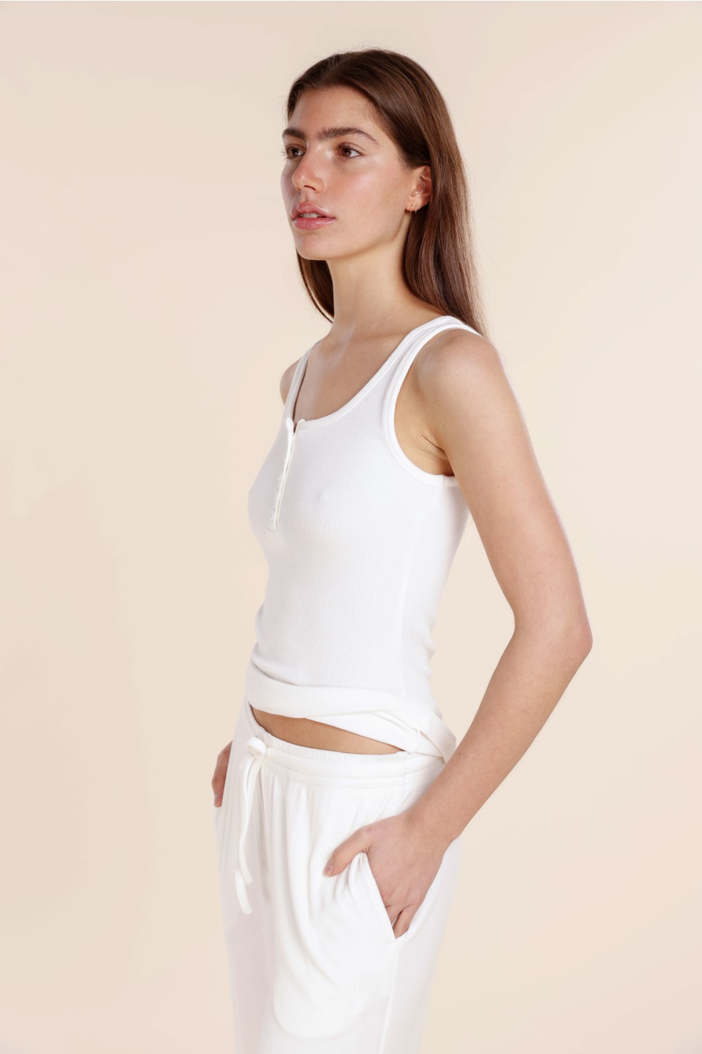 Liberty Ribbed Singlet Henley Top