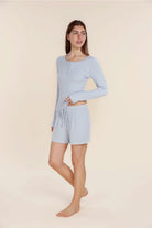 Lille Ribbed Long Sleeve Henley Top - Gingerlilly Sleepwear