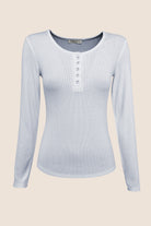 Lille Ribbed Long Sleeve Henley Top - Gingerlilly Sleepwear