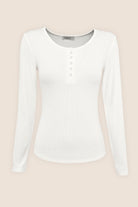 Lille Ribbed Long Sleeve Henley Top - Gingerlilly Sleepwear
