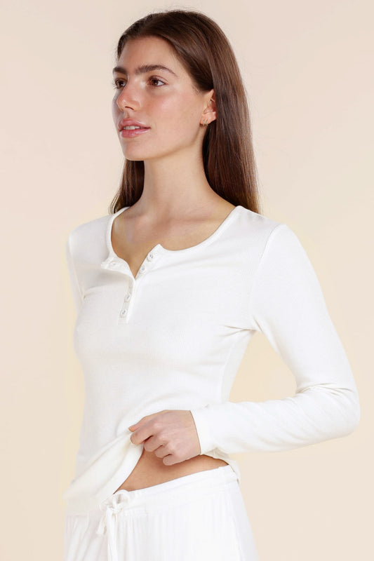 Lille Ribbed Long Sleeve Henley Top