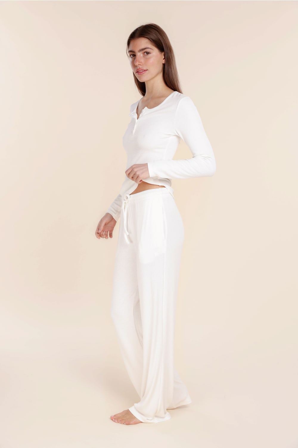 Lille Ribbed Long Sleeve Henley Top