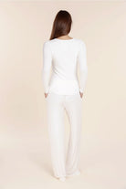 Gingerlilly Lille Ribbed Long Sleeve Henley Top - White - Back