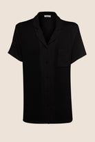 Lyon Ribbed Short Sleeve Button Up Top - Gingerlilly Sleepwear