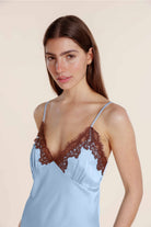 Gingerlilly Magnolia Silky Satin Long Gown - Blue - Detail alt