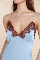 Gingerlilly Magnolia Silky Satin Long Gown - Blue - Detail