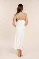 Gingerlilly Magnolia Silky Satin Long Gown - Ivory - Back
