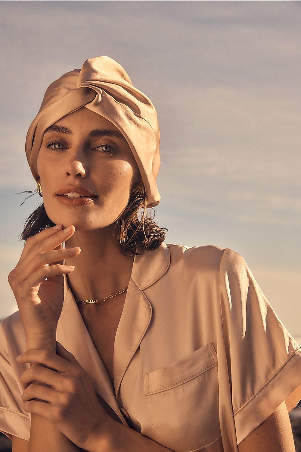 Majestic Pink Pure Silk Turban - Gingerlilly Sleepwear