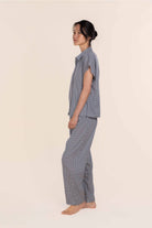 Gingerlilly Marlie Diamond Print Cotton Long PJ Set - Navy - Side