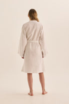 Mia White Linen Bathrobe - Gingerlilly Sleepwear