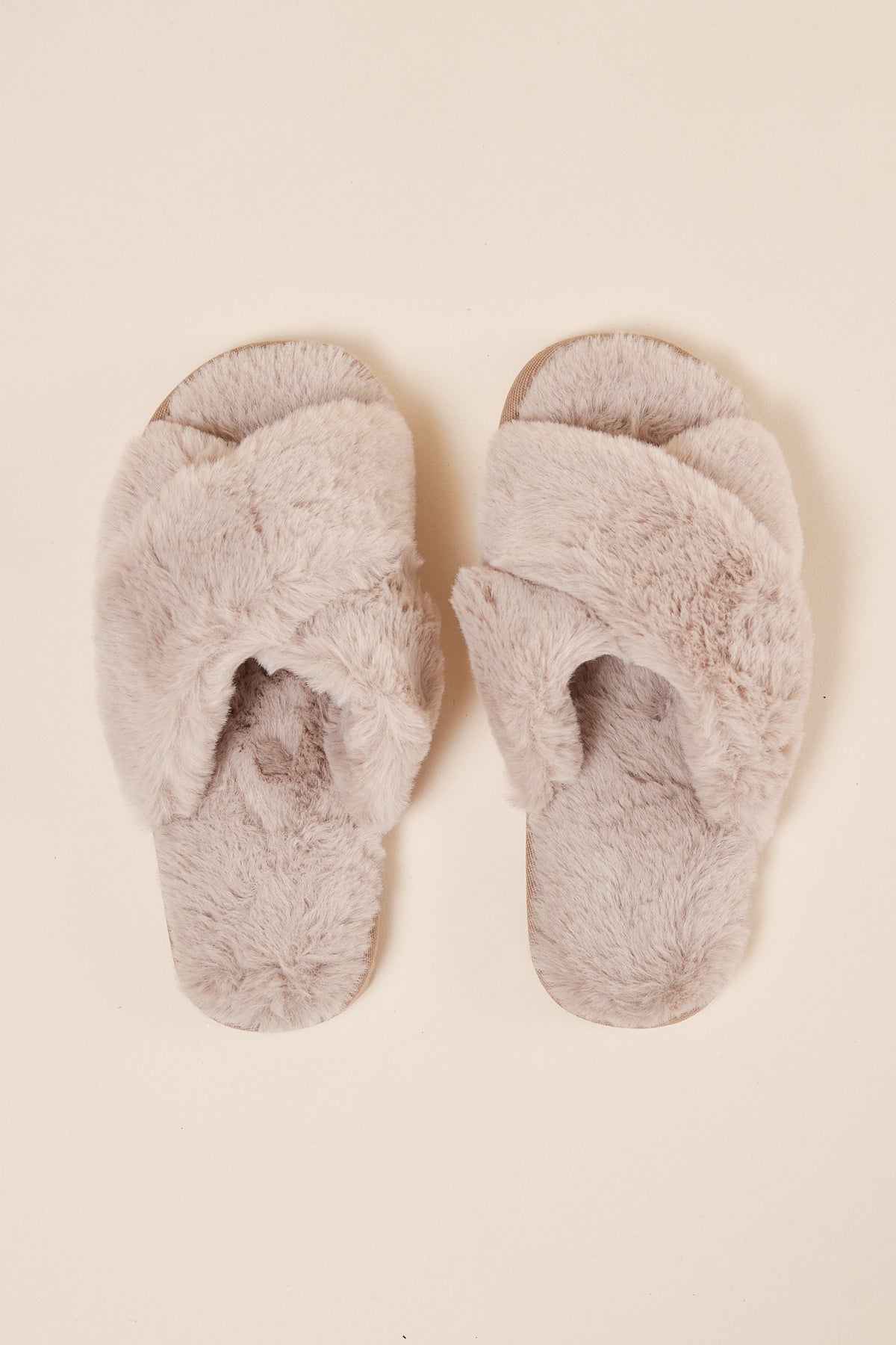 Gingerlilly Milan Plush Slipper - Beige - Top