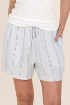 Gingerlilly Ophelia Linen Shorts - Blue Stripe - Detail