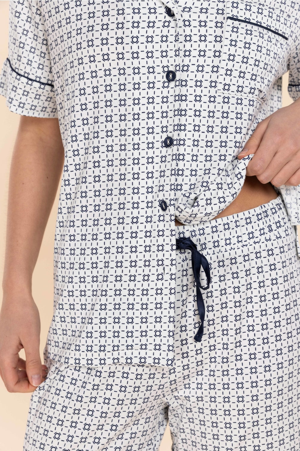 Patterned pajama set with a beige background