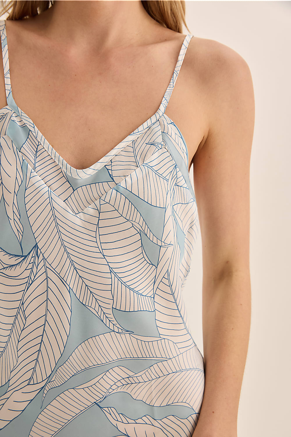 Remy White Blue Satin Nightie - Gingerlilly Sleepwear
