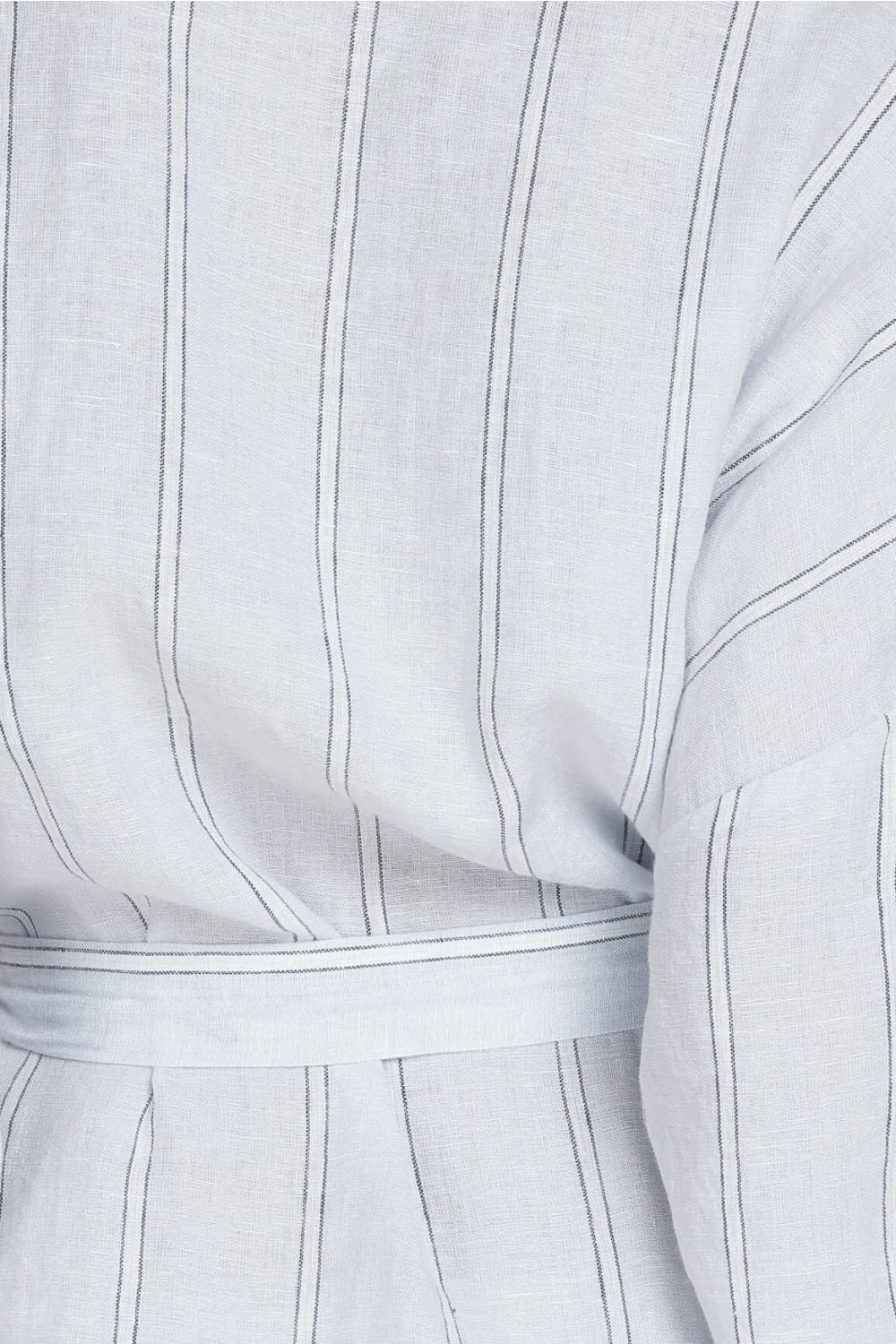 Gingerlilly Rosalind Linen Robe - Blue Stripe - Fabric detail