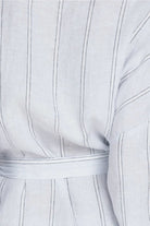 Gingerlilly Rosalind Linen Robe - Blue Stripe - Fabric detail