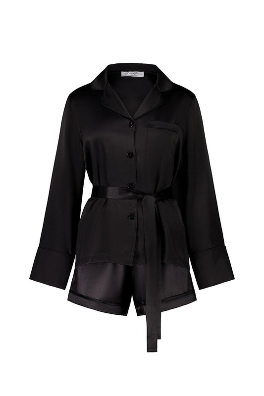 Sapphire Black Pure Silk PJ Set - Gingerlilly Sleepwear